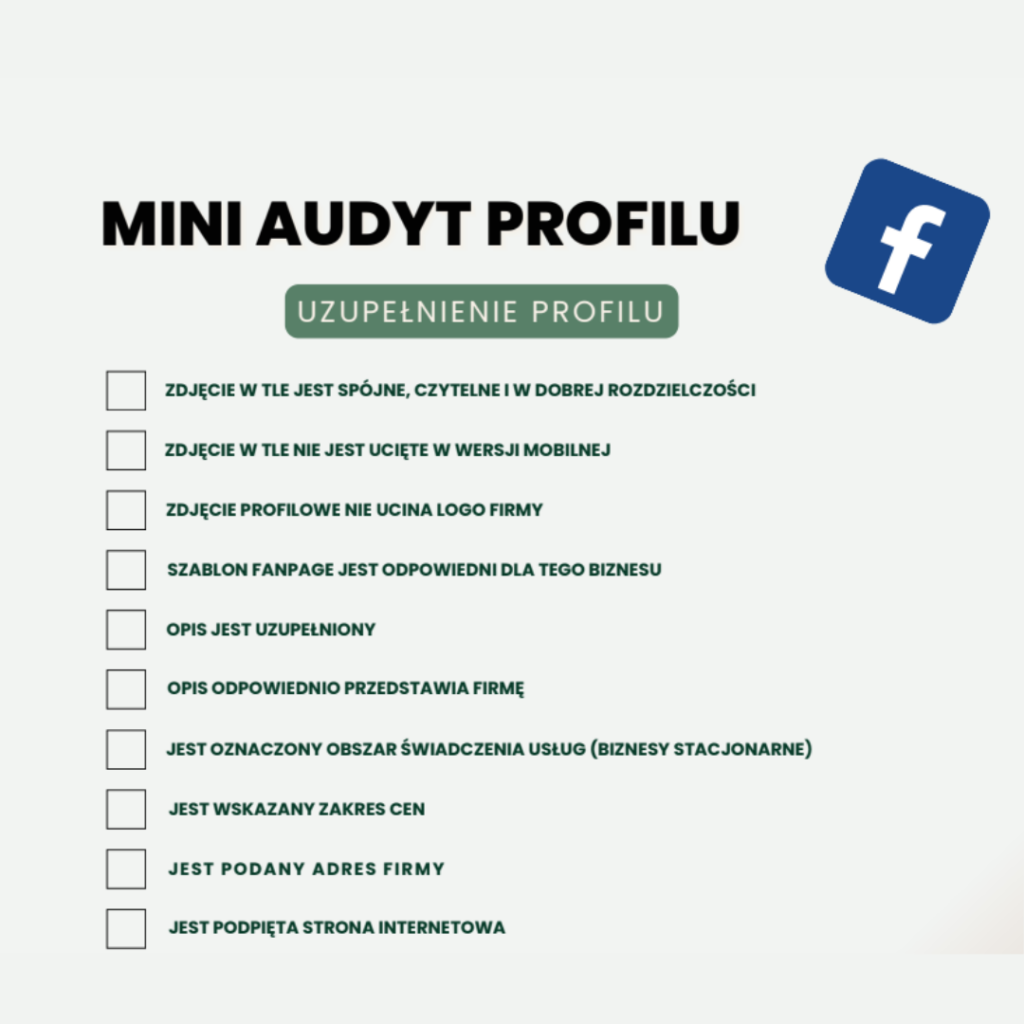 Checklista Audyt fanpage na Facebooku